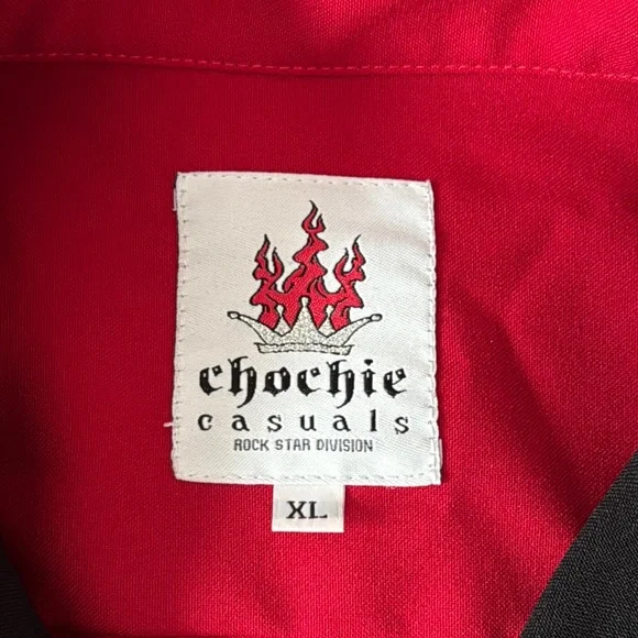 Chochie Casuals Red Bowling Shirt with Martini Embroidery Men’s XL - Picture 4 of 10
